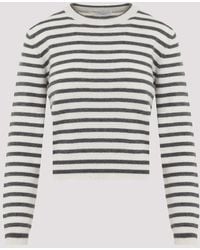 Brunello Cucinelli - White Stripe Paillettes Cashmere Sweater - Lyst