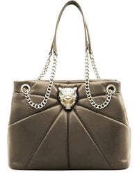Philipp Plein - Tiger Bezel Faux Leather Tote With Gold Chain - Lyst