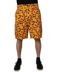 Dolce & Gabbana - Yellow Cherry Print Cotton Men Bermuda Shorts - Lyst