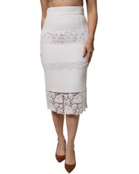 Dolce & Gabbana - White Floral Lace High Waist Pencil Cut Skirt - Lyst