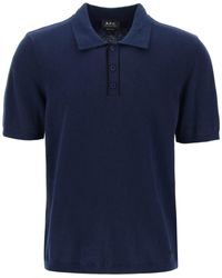 A.P.C. - 'jacky' Knitted Cotton Polo Shirt - Lyst