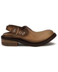 Miu Miu - Brown Calf Leather Bos Taurus Mules - Lyst