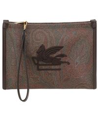 Etro - Pouch Bag With Pegaso Detail - Lyst