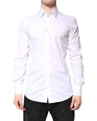 Dolce & Gabbana - White Cotton Gold Dress Formal Collared Shirt - Lyst