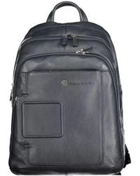 Piquadro - Blue Leather Backpack - Lyst