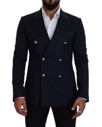 Dolce & Gabbana - Blue Double Breasted Formal Coat Blazer - Lyst