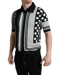Dolce & Gabbana - Black White Jumper Cardigan Polo Sweater - Lyst