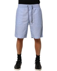 Dolce & Gabbana - Light Blue Linen Mid Waist Men Bermuda Shorts - Lyst