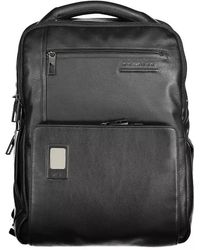 Piquadro - Elegant Black Leather Backpack With Combination Lock - Lyst