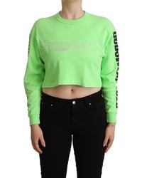 Gcds - Mint Green Printed Long Sleeves Cropped Top Sweater - Lyst