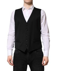 Dolce & Gabbana - Black Wool Dress Formal Men Waistcoat Vest - Lyst