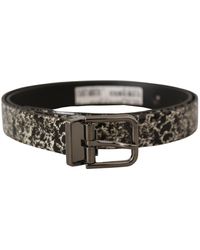 Dolce & Gabbana - Marble Print Leather Gray Logo Belt - Lyst