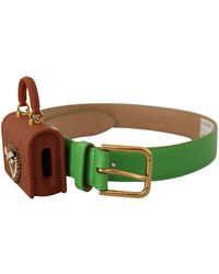 Dolce & Gabbana - Chic Emerald Leather Belt With Engraved Buckle - Lyst