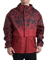 Dolce & Gabbana - Red Leopard Hooded Rain Coat Jacket - Lyst