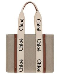 Chloé - Beige Linen Handbag - Lyst