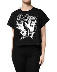 Dolce & Gabbana - Black Cotton Printed Short Sleeves T - Lyst