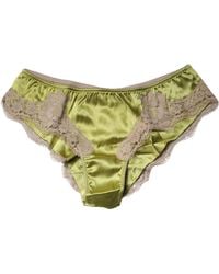 Dolce & Gabbana - Underwear Green Silk Satin Floral Lace Panty Brief - Lyst