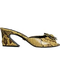 Dolce & Gabbana - Leather Block Heels Slides Shoes - Lyst