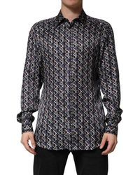 Dolce & Gabbana - Patterned Collared Dress Shirt Silk - Lyst