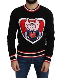 Dolce & Gabbana - Dolce Gabbana Black Cashmere Pig Of The Year Pullover Sweater - Lyst