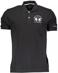 La Martina - Black Cotton Polo Shirt - Lyst