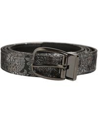 Dolce & Gabbana - Silver Black Floral Jacquard Metal Buckle Belt - Lyst