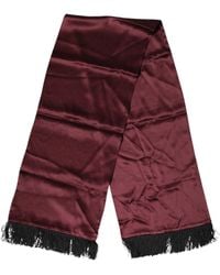 Dolce & Gabbana - Silk Satin Fringes Neck Foulard Scarf - Lyst