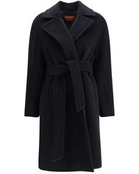 Max Mara - Black Fleece Wool Coat - Lyst