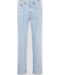 Martine Rose - Blue Pinstripe Straight Leg Cotton Jeans - Lyst