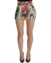 Dolce & Gabbana - Majolica Floral High-Waist Shorts - Lyst