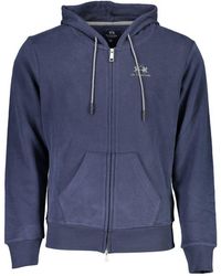La Martina - Elegant Hooded Sweatshirt With Zip Detail - Lyst