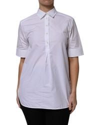 Dolce & Gabbana - White Cotton Short Sleeves Collared Polo Top - Lyst
