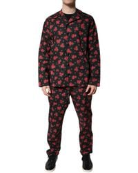 Dolce & Gabbana - Black Floral Print Cotton Men Pajama Set Sleepwear - Lyst
