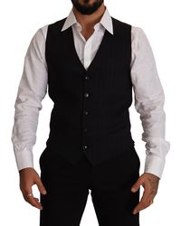 Dolce & Gabbana - Elegant Striped Wool Blend Waistcoat Vest - Lyst
