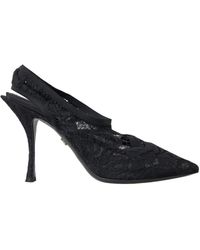 Dolce & Gabbana - Black Lace Stretch Heels Slingbacks Shoes - Lyst