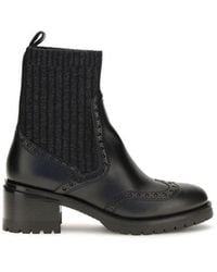 Santoni - Black Calf Leather Bos Taurus Ankle Boots - Lyst