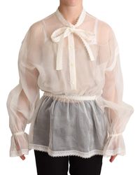 Dolce & Gabbana - Elegant Silk Blend Long Sleeve Blouse - Lyst