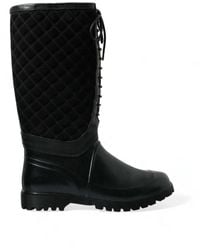 Dolce & Gabbana - Chioggia Rubber Suede Rain Boots Shoes - Lyst