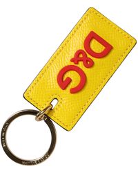Dolce & Gabbana - Yellow Calf Leather Logo Metal Ring Men Keychain Keyring - Lyst
