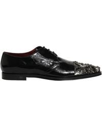 Dolce & Gabbana - Black Embellished Derby Dress Formal Shoes - Lyst