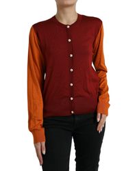 Dolce & Gabbana - Cardigan Color Block Silk Crewneck Sweater - Lyst