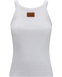 Fendi - White Cotton Sleeveles T - Lyst