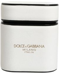 Dolce & Gabbana - White Calf Leather Logo Print Flip Holder Airpods Case - Lyst