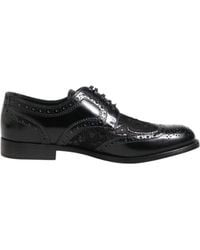 Dolce & Gabbana - Black Leather Floral Lace Dress Formal Shoes - Lyst