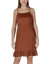 B.Young - Brown Linen Midi Dress - Lyst