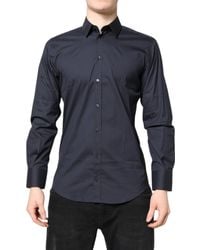Dolce & Gabbana - Dark Blue Martini Cotton Dress Formal Shirt - Lyst