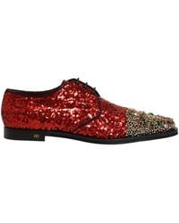 Dolce & Gabbana - Red Sequin Embellished Men Derby Dress Shoes - Lyst