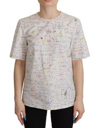 Dolce & Gabbana - White Cotton Algebra Print Short Sleeves Top - Lyst