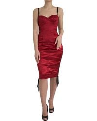 Dolce & Gabbana - Elegant Satin Corset Midi Dress - Lyst