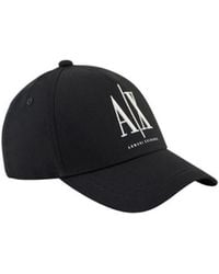 ARMANI EXCHANGE - Black Cotton Caps Baseball Hat - Lyst